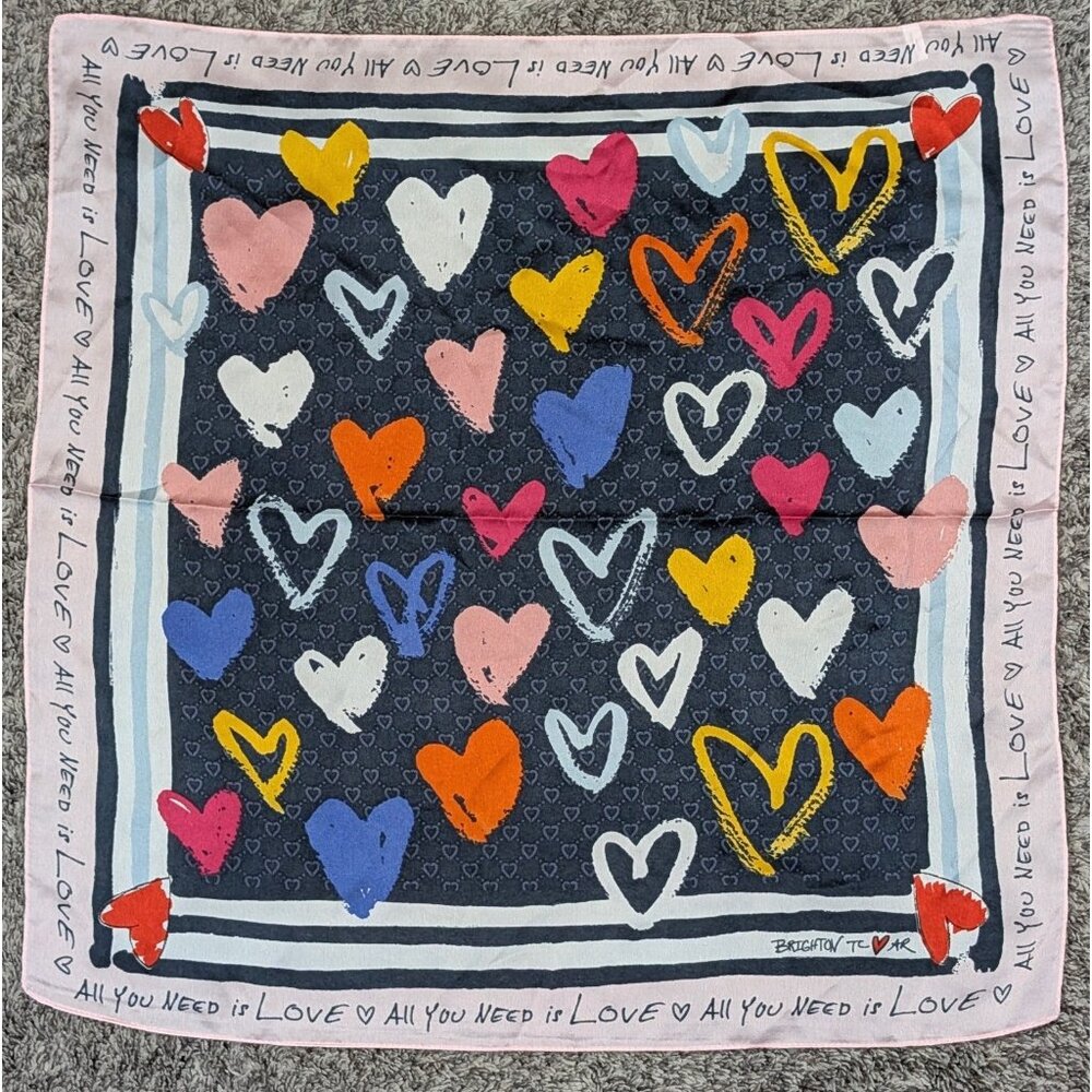 Brighton Color of Love Scarf Colorful Hearts 24" Square All You Need Is Love